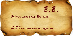Bukovinszky Bence névjegykártya
